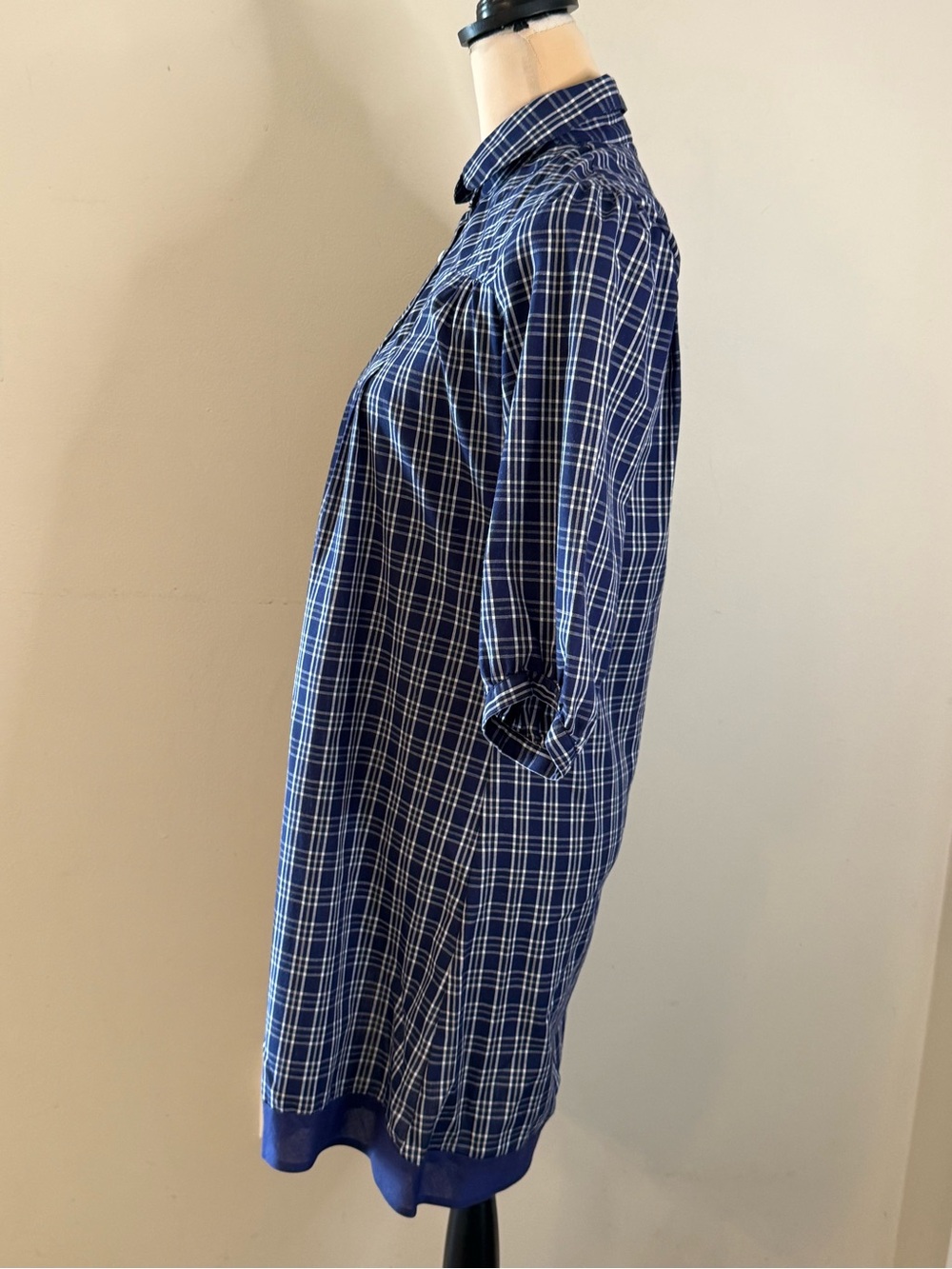 Silence + Noise western midi dress blue white plaid SZ SM - Picture 3 of 12